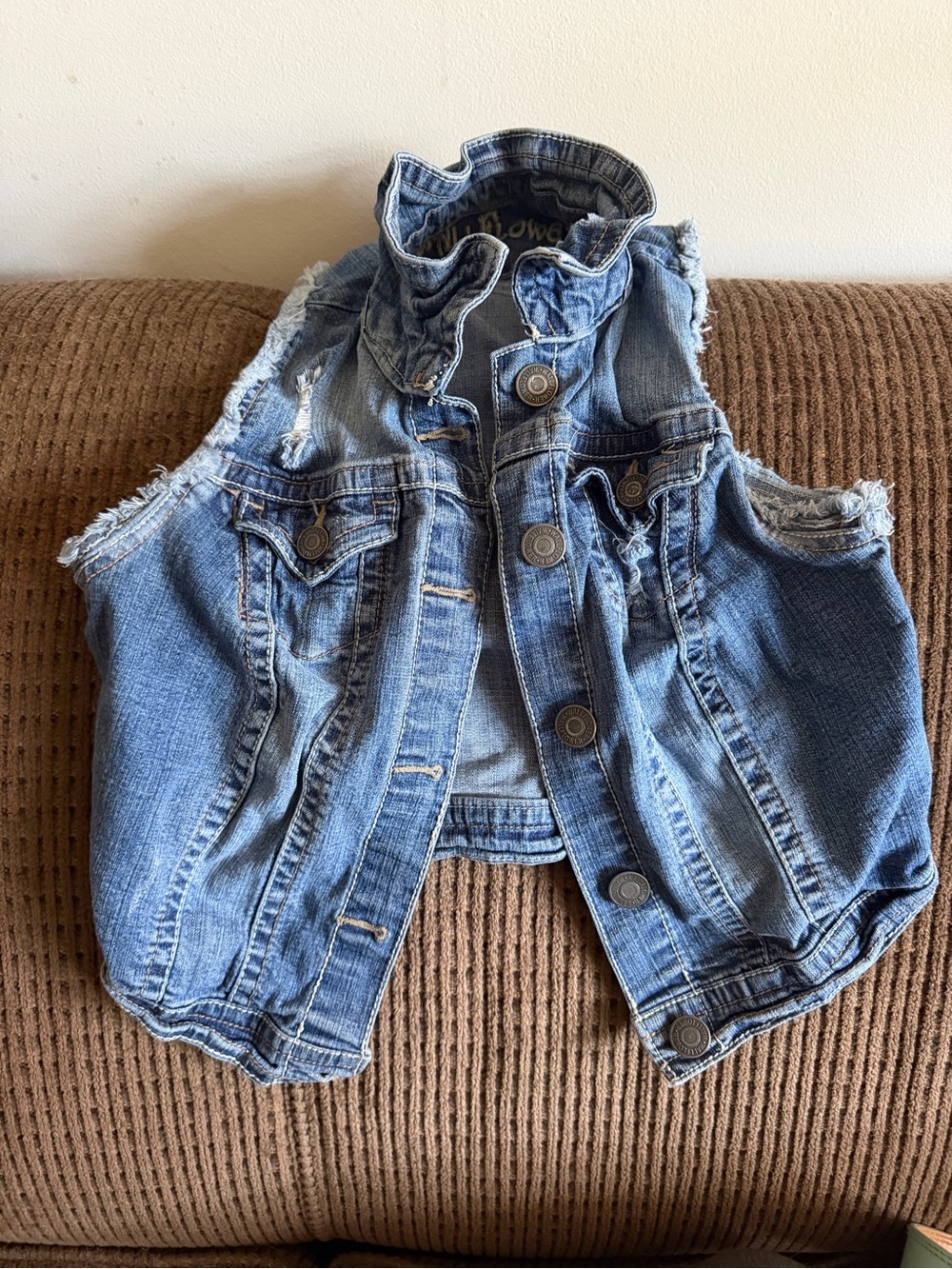 Girls' Blue Denim Sleeveless Jacket Vest